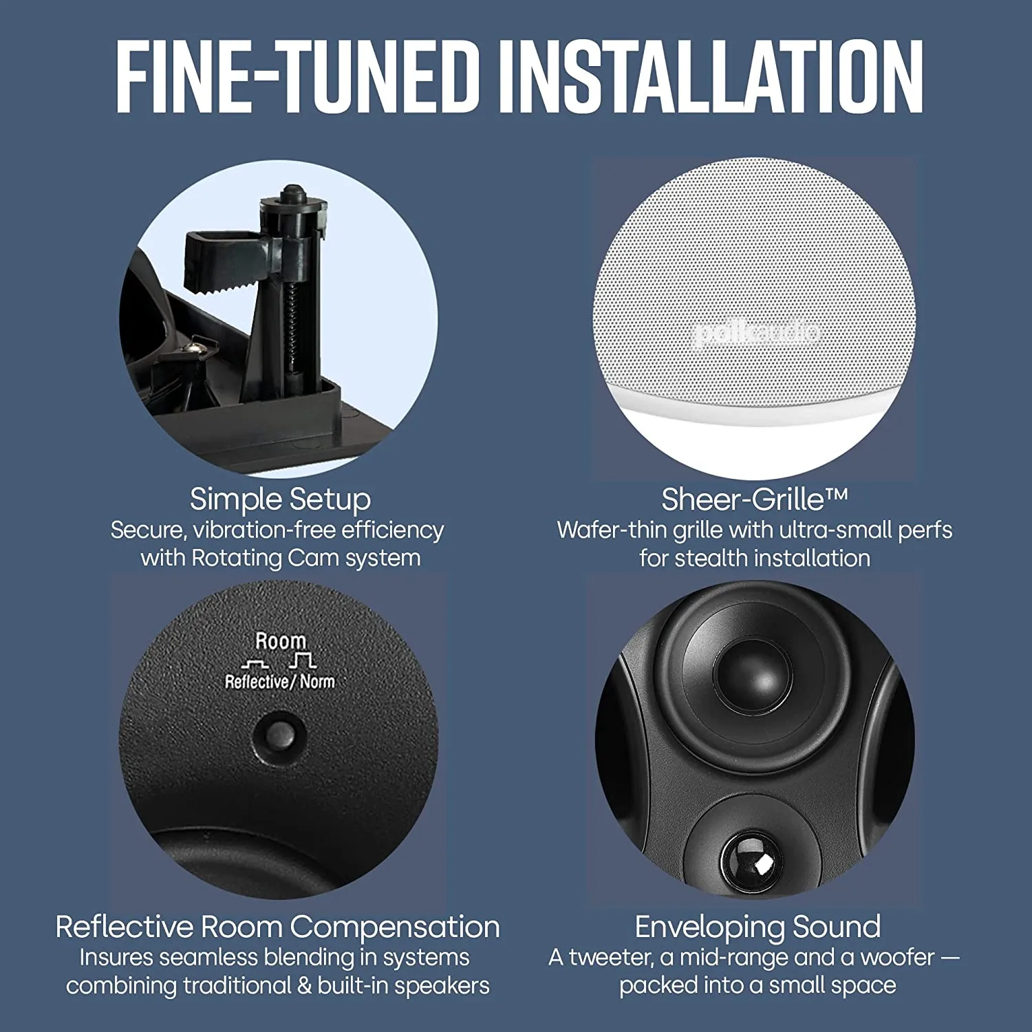 Polk Audio 70-RT 3-Way In-Ceiling Speaker (2.5? Driver, 7? Sub) - The Vanishing Series | Power Port | Paintable Grille | Dual Band-Pass Bass Ports White