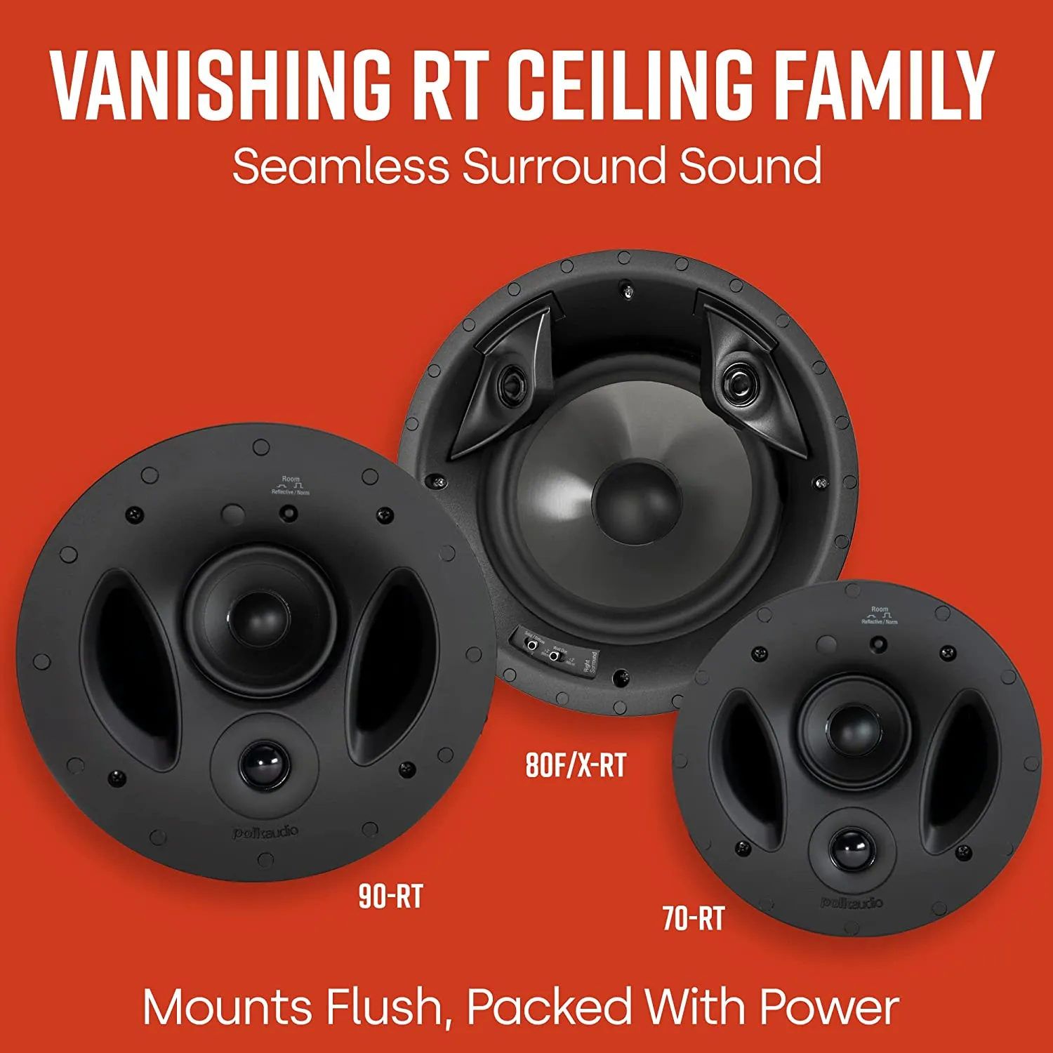 Polk Audio 70-RT 3-Way In-Ceiling Speaker (2.5? Driver, 7? Sub) - The Vanishing Series | Power Port | Paintable Grille | Dual Band-Pass Bass Ports White