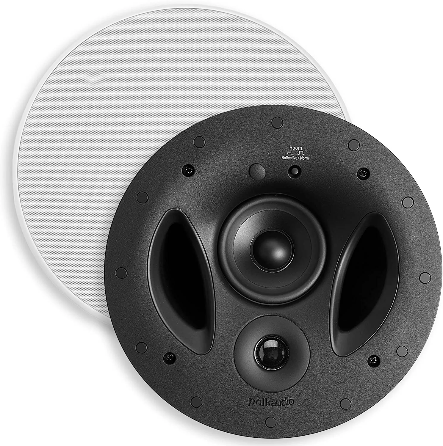Polk Audio 70-RT 3-Way In-Ceiling Speaker (2.5? Driver, 7? Sub) - The Vanishing Series | Power Port | Paintable Grille | Dual Band-Pass Bass Ports White