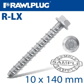 RAWLPLUG CONCRETE SCREWBOLT 10X140MM HEX WITH FLANGE GALV 25/BOX RAW R-LX-10X140-HF-ZP