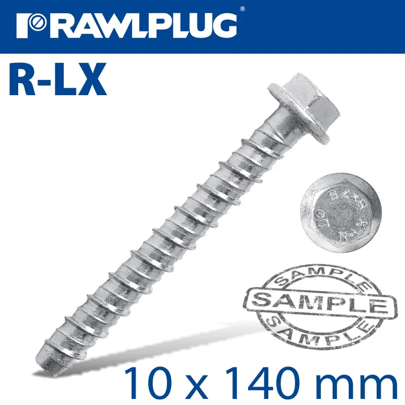 RAWLPLUG CONCRETE SCREWBOLT 10X140MM HEX WITH FLANGE GALV 25/BOX RAW R-LX-10X140-HF-ZP