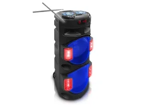 Rechargeable Bluetooth LED Double 12" Barrel Speaker with DJ Effects and Integrated Drum Set