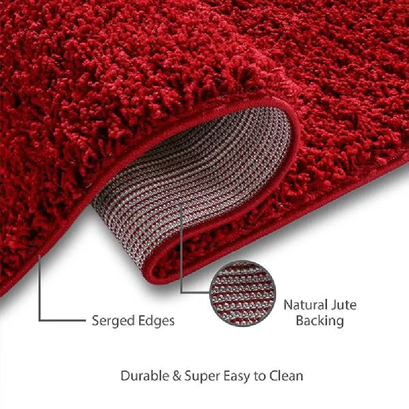 Red Thick Shaggy Rug - California