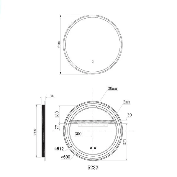 Remer Sphere 600mm-800mm LED Mirror Brushed Brass Frame
