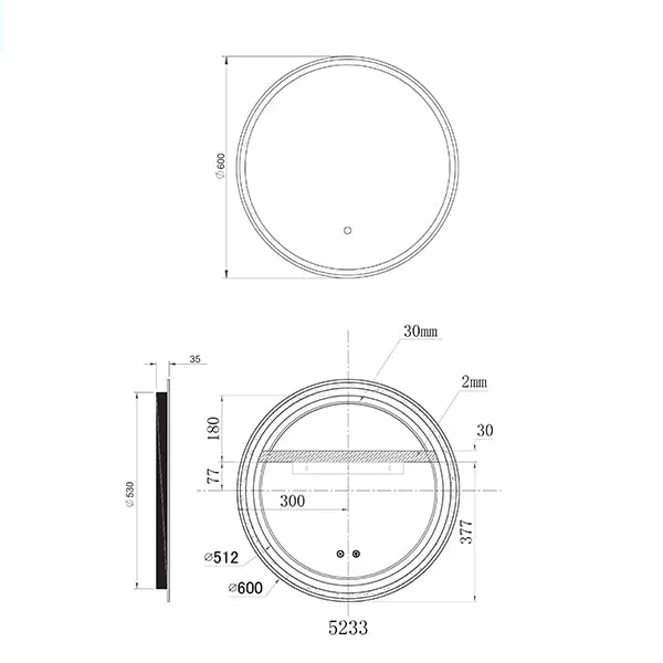 Remer Sphere 600mm LED Mirror - Frameless