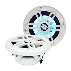 SA-525M01W-RGB - Pair of 5.25 Inch 100 Watt 2-Way Waterproof Boat/Marine Speakers with RGB Lights