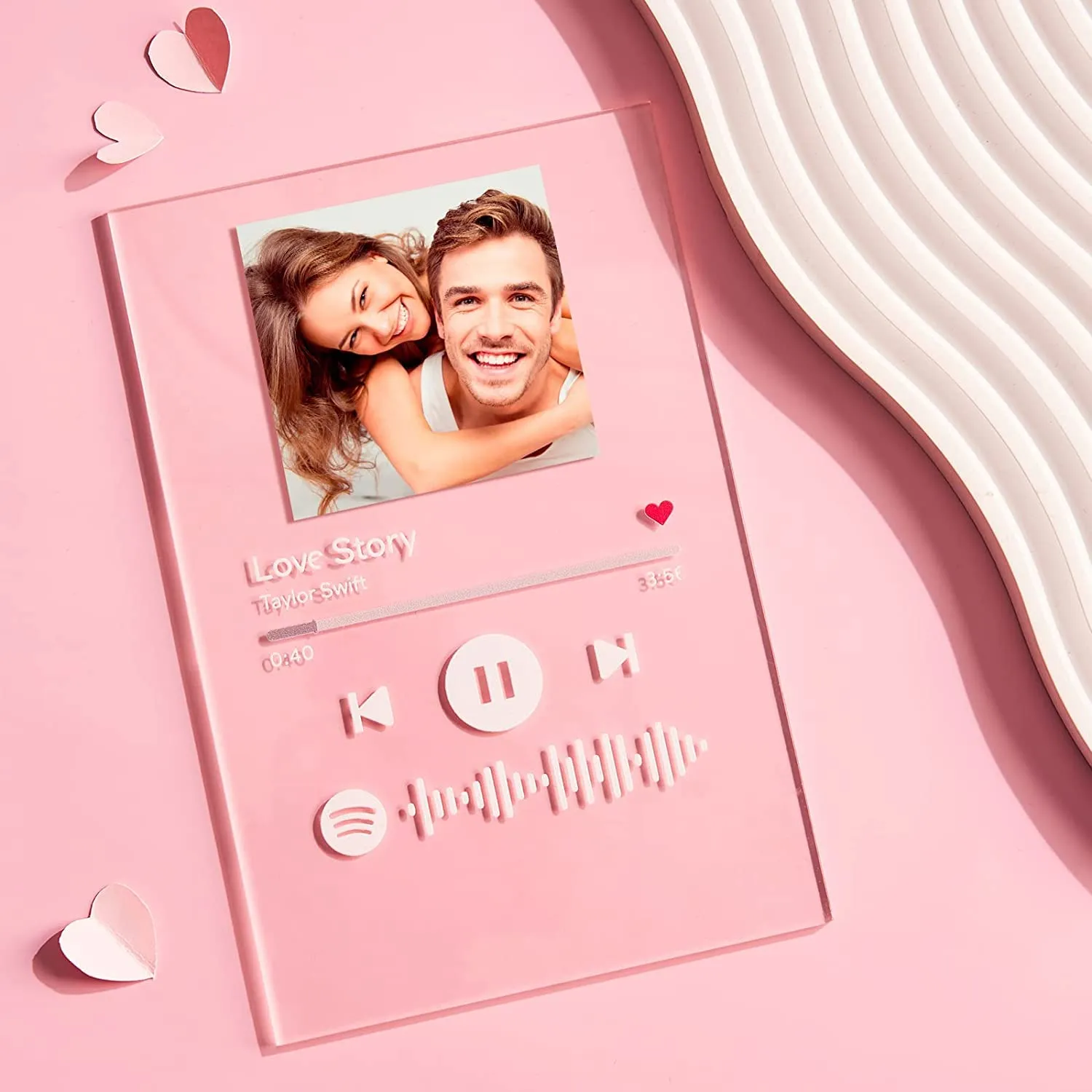 SHAYONA Personalized Spotify Photo Frame with Light Customized Acrylic Spotify plaque Led Lamp Scannable Song Code Gift for Anniversary, Birthday, Music Lovers with Warm white LED Light