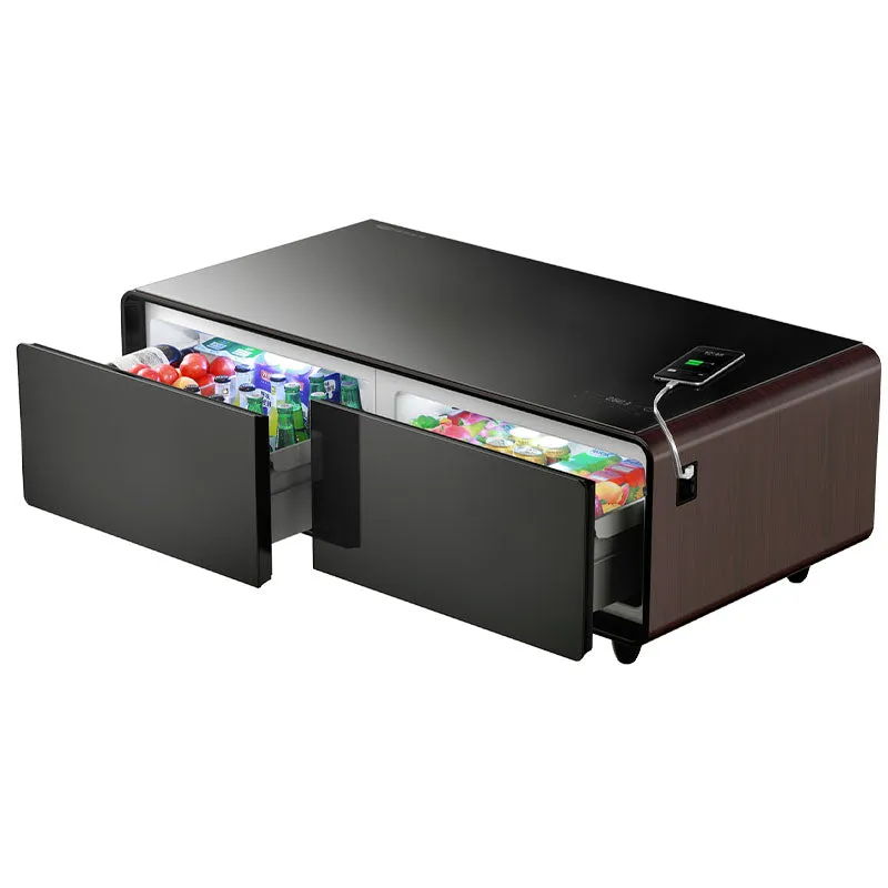 Smart Side Coffee Table With Refrigerator Bluetooth Speaker & Wireless Charging TB-135