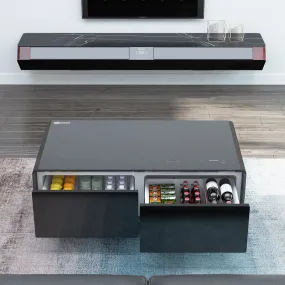 Smart Side Coffee Table With Refrigerator Bluetooth Speaker & Wireless Charging TB-135