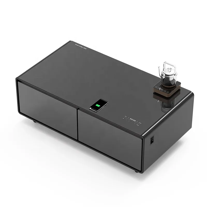 Smart Side Coffee Table With Refrigerator Bluetooth Speaker & Wireless Charging TB-135