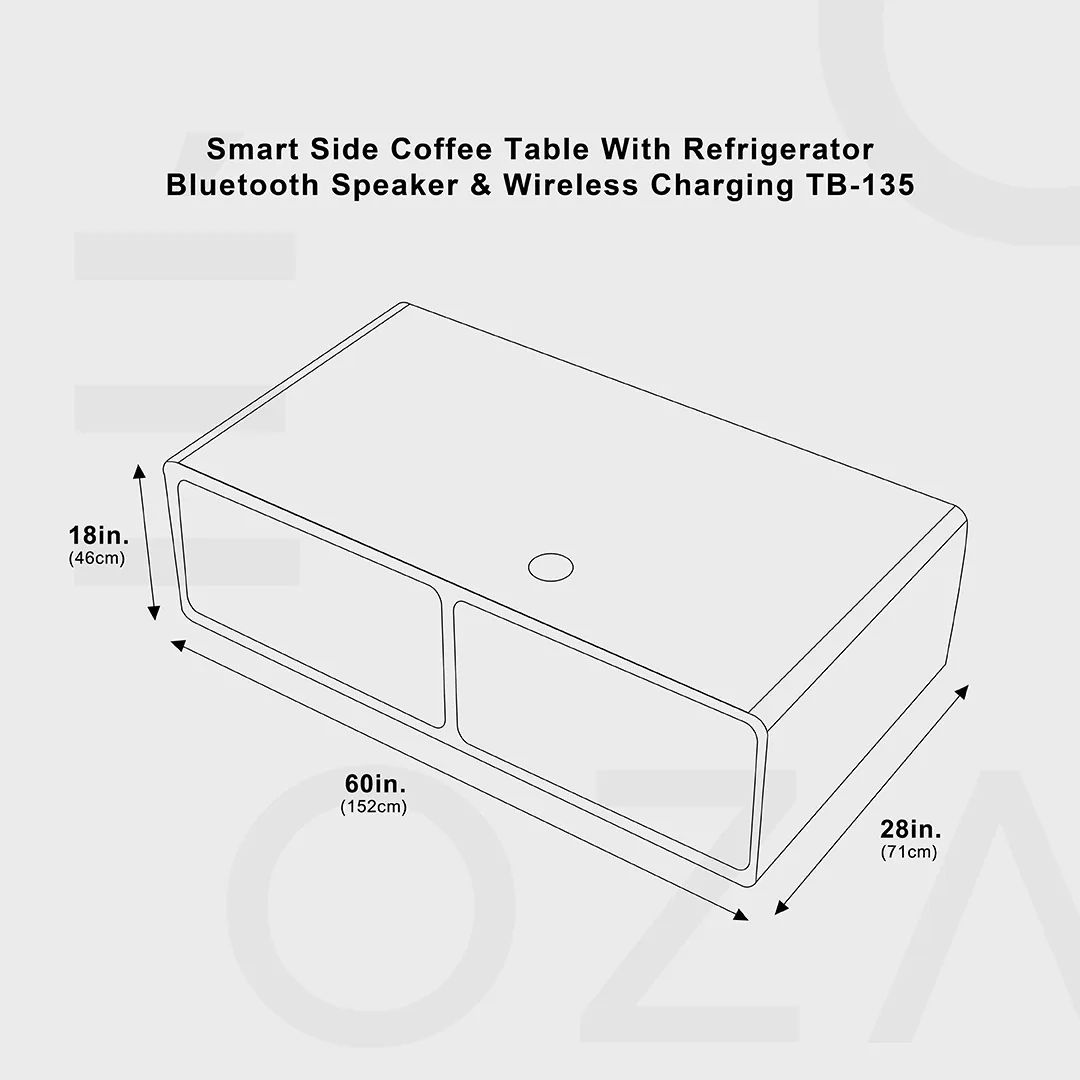 Smart Side Coffee Table With Refrigerator Bluetooth Speaker & Wireless Charging TB-135