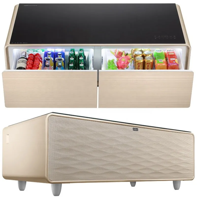 Smart Side Coffee Table With Refrigerator Bluetooth Speaker & Wireless Charging TB-135
