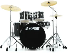 Sonor AQX Stage 5-piece Complete Drum Set - Black Midnight Sparkle