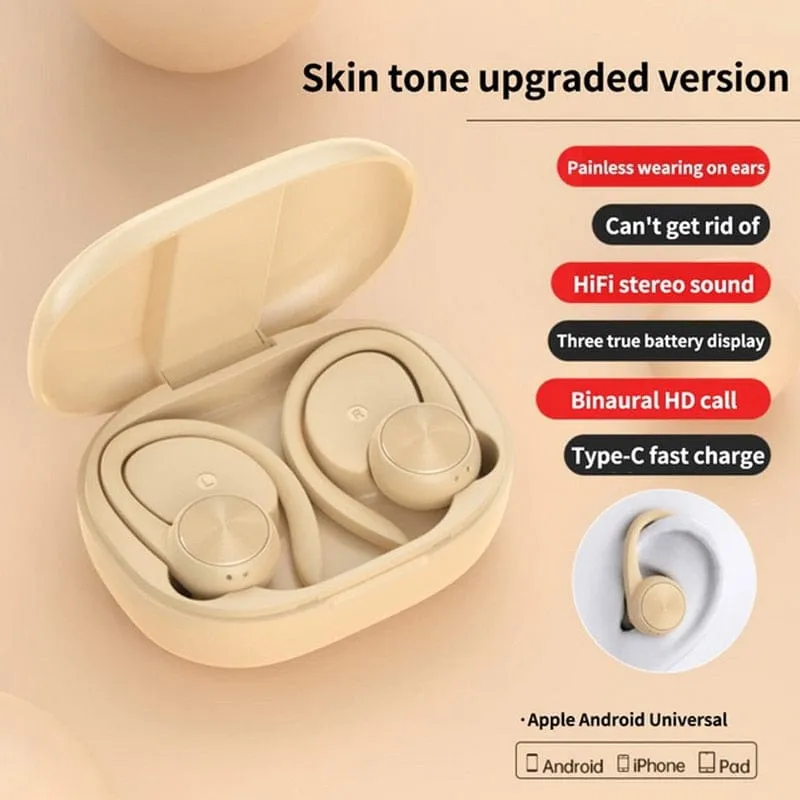 Sports Bluetooth Wireless Headphones with Mic IPX5 Waterproof Ear Hooks Earphones