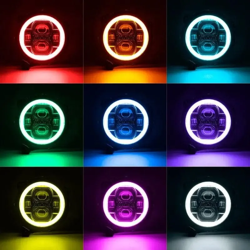 Suparee 9" LED RGBW Jeep Headlights & 52" Light Bar for Wrangler JL Gladiator JT