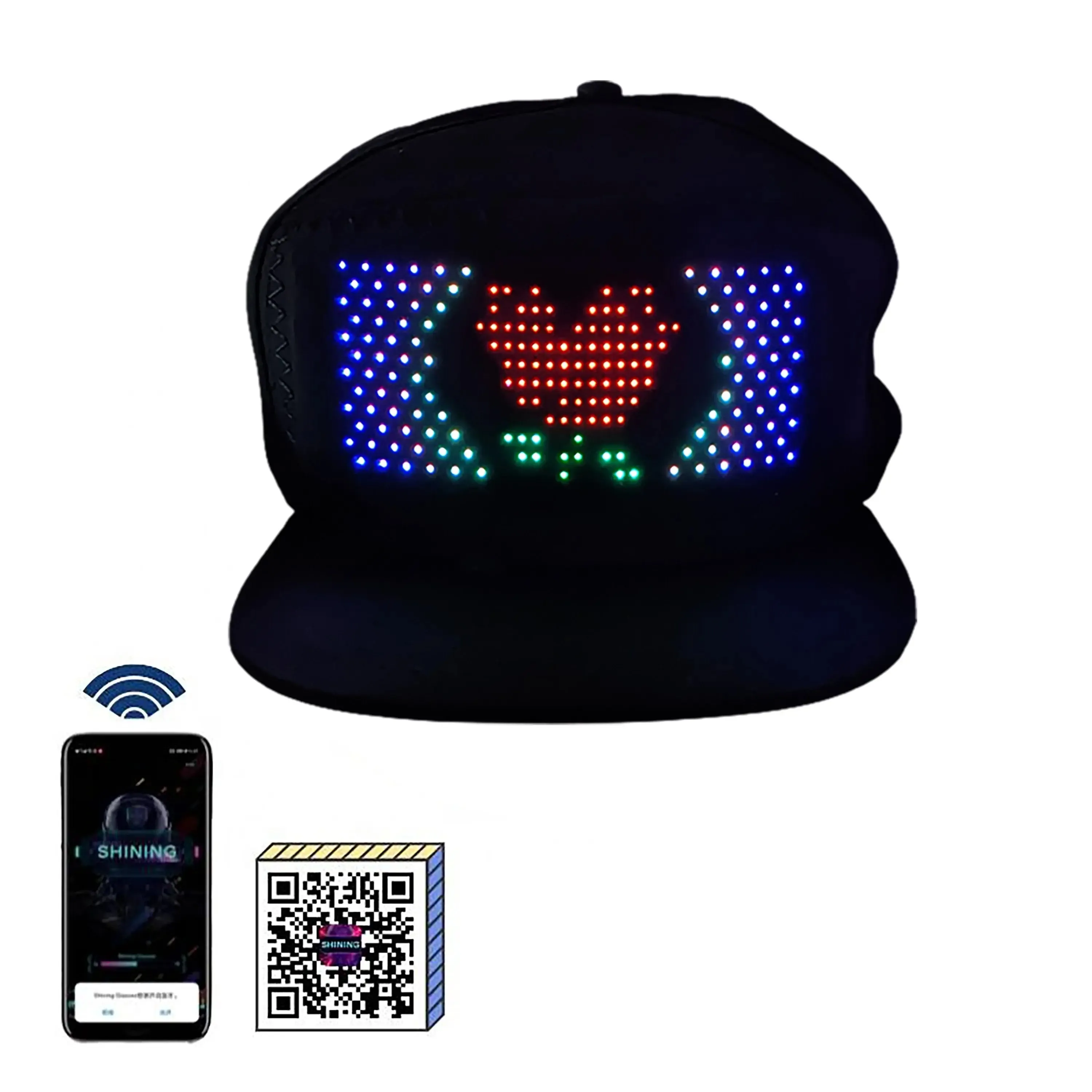 TGT Unique App Controlled LED Hat | Lightup Display Message LED Cap -LED Hat