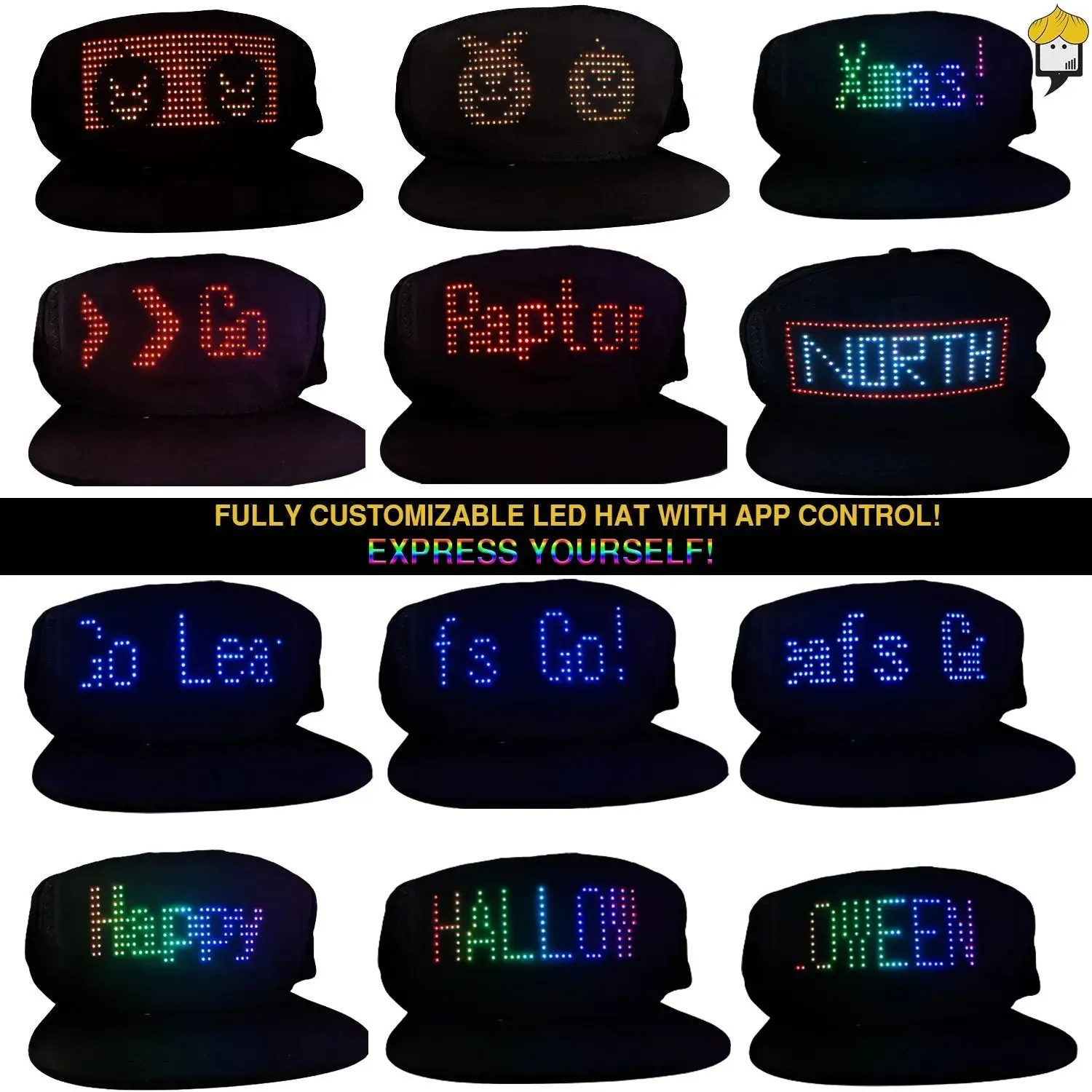 TGT Unique App Controlled LED Hat | Lightup Display Message LED Cap -LED Hat