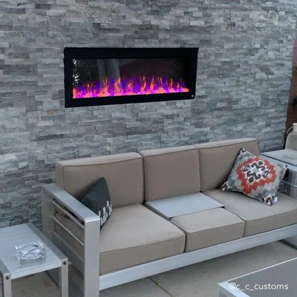 The Sideline Outdoor/Indoor 50 Inch Recessed/Wall Mounted Electric Fireplace (No Heat) 80017