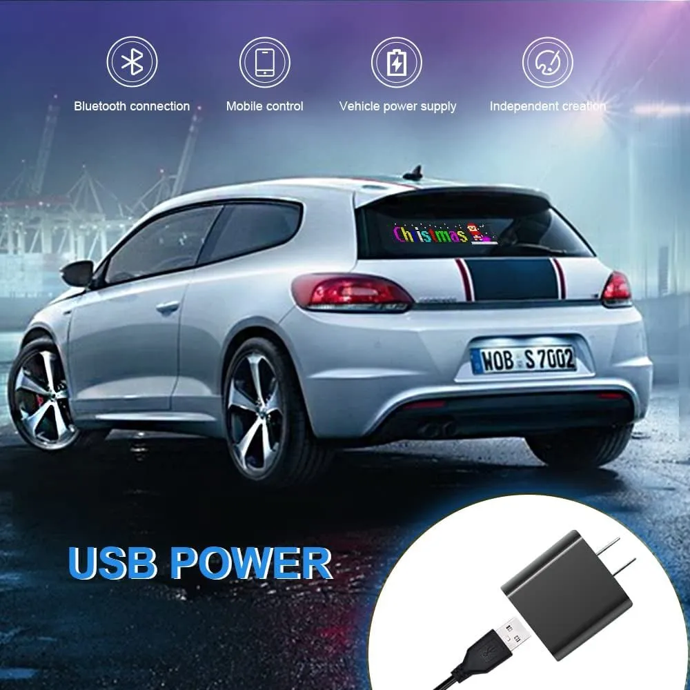 Timelux LED Matrix Panel Bluetooth APP Control USB 5V Flexible LED Screen Scrolling Text Pattern Animation LED Sign Display for Car Windows, Shop, Bar and Entrance Sign.