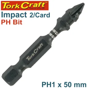 TORK CRAFT IMPACT PHIL.1 X 50MM POWER BIT 2/CARD PH1 TCIPH0150C