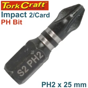 TORK CRAFT IMPACT PHIL.2 X 25MM INS.BIT 2/CARD PH2 TCIPH0225C