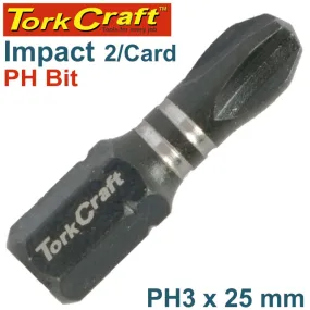 TORK CRAFT IMPACT PHIL.3 X 25MM INS.BIT 2/CARD PH3 TCIPH0325C