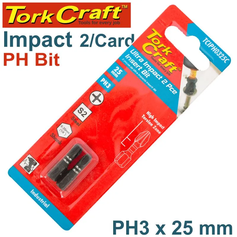 TORK CRAFT IMPACT PHIL.3 X 25MM INS.BIT 2/CARD PH3 TCIPH0325C