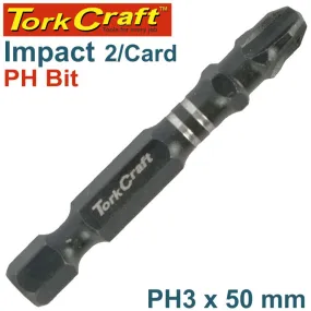 TORK CRAFT IMPACT PHIL.3 X 50MM POWER BIT 2/CARD PH3 TCIPH0350C