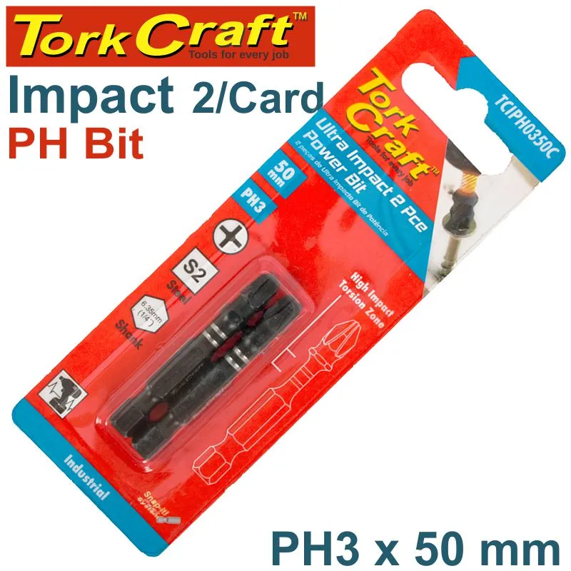 TORK CRAFT IMPACT PHIL.3 X 50MM POWER BIT 2/CARD PH3 TCIPH0350C