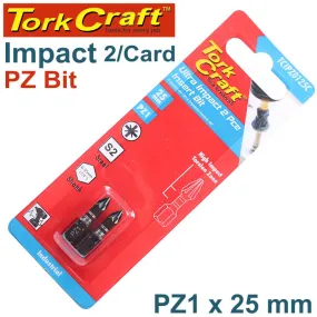 TORK CRAFT IMPACT POZI.1 X 25MM INS.BIT 2/CARD PZ1 TCIPZ0125C
