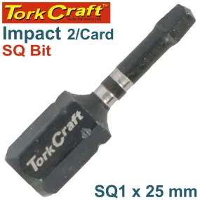 TORK CRAFT IMPACT SQUARE RECESS INS. BIT NO.1X25MM 2/CARD SQ1 TCISQ0125C
