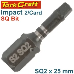 TORK CRAFT IMPACT SQUARE RECESS INS. BIT NO.2 X25MM 2/CARD SQ2 TCISQ0225C