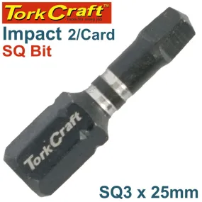 TORK CRAFT IMPACT SQUARE RECESS INS.BIT NO.3X25MM 2/CARD SQ3 TCISQ0325C
