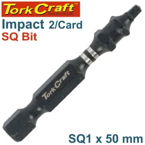 TORK CRAFT IMPACT SQUARE RECESS PWR BIT NO.1X50MM 2/CARD SQ1 TCISQ0150C