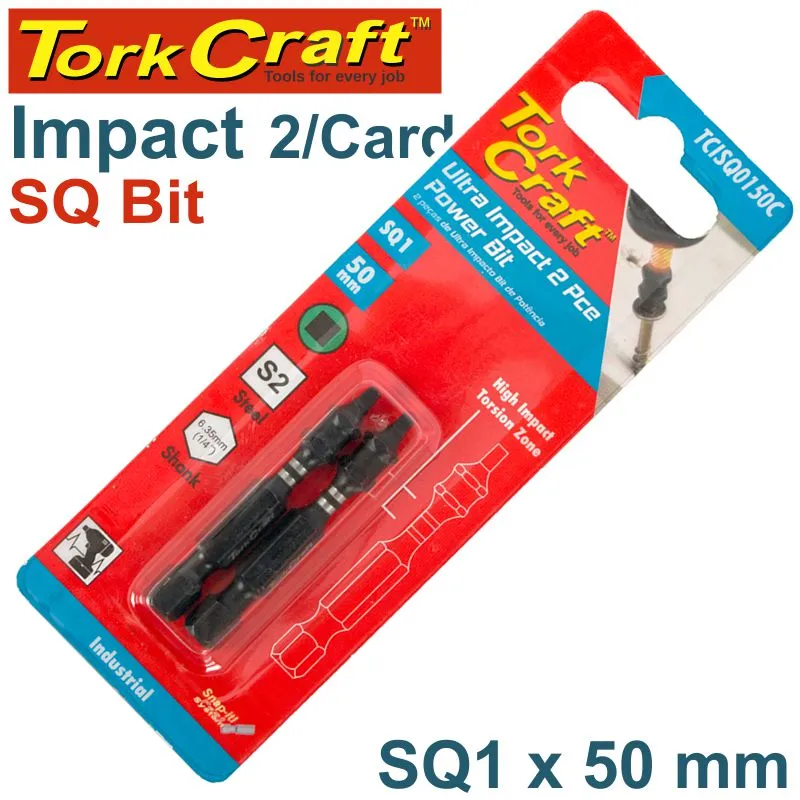TORK CRAFT IMPACT SQUARE RECESS PWR BIT NO.1X50MM 2/CARD SQ1 TCISQ0150C