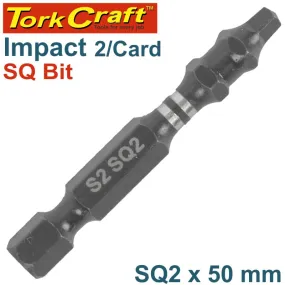 TORK CRAFT IMPACT SQUARE RECESS PWR BIT NO.2X50MM 2/CARD SQ2 TCISQ0250C