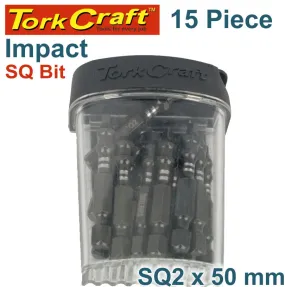TORK CRAFT IMPACT SQUARE RECESS PWR BIT NO.2X50MM TIC TAC CASE SQ2 TCISQ025015