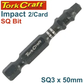 TORK CRAFT IMPACT SQUARE RECESS PWR BIT NO.3X50MM 2/CARD SQ3 TCISQ0350C