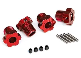Traxxas 8654R Wheel hubs splined 17mm (red-anodized) (4) 4x5 GS (4) 3x14mm pin (4)