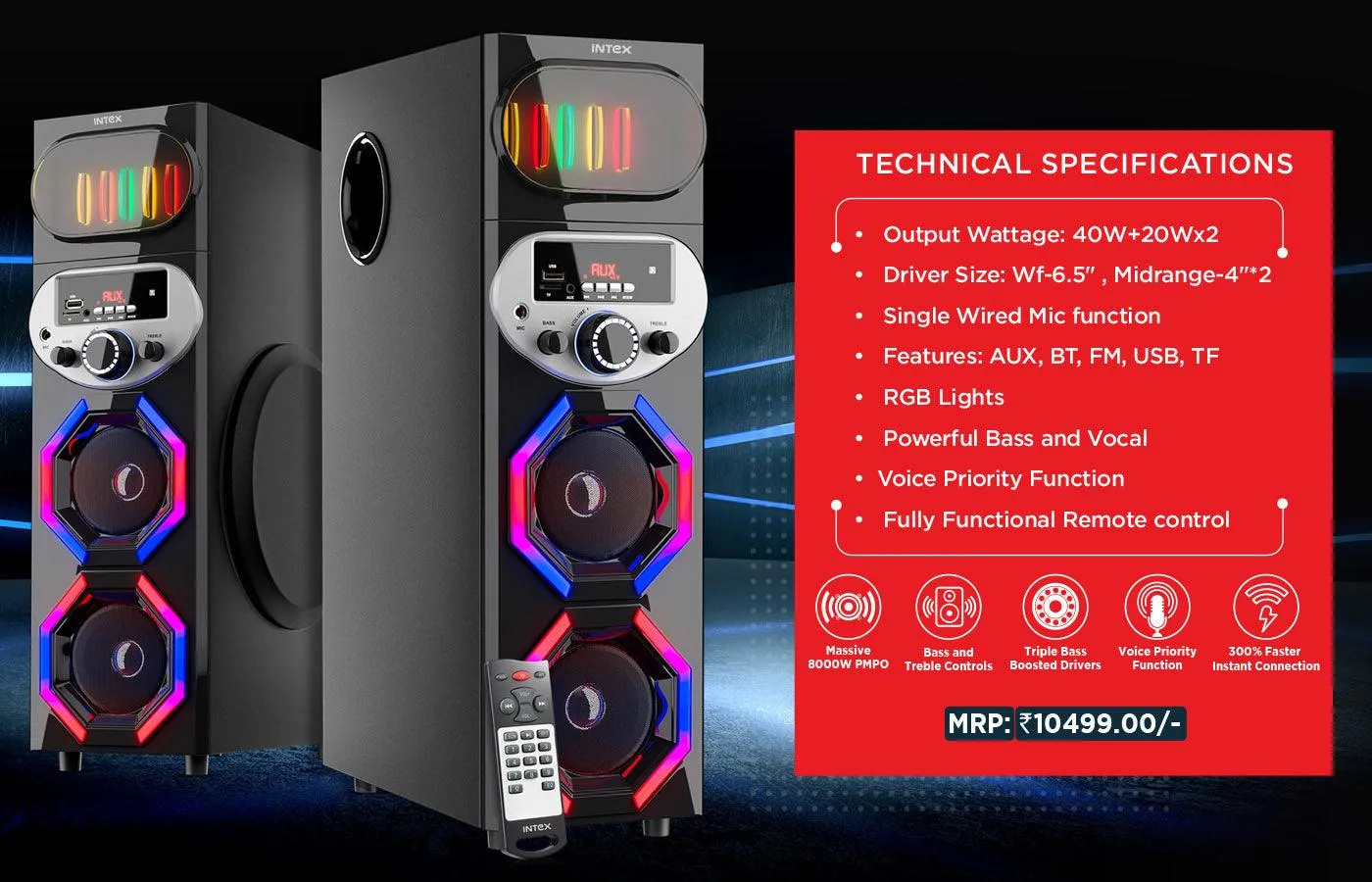 TW 13504 TUFB 80W 1.0 Tower Speaker