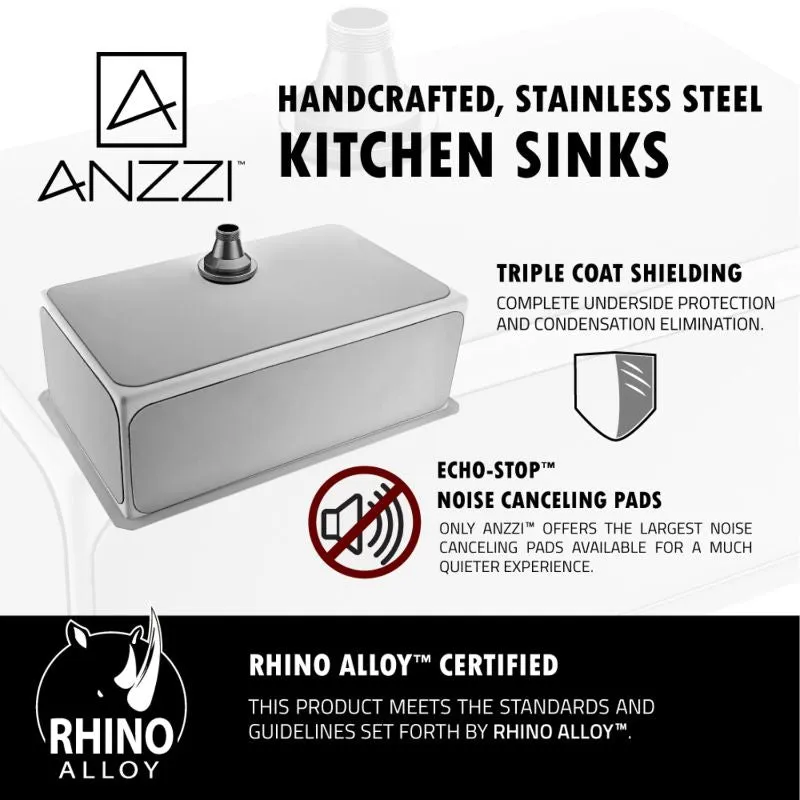 Vanguard 32.75" Single Basin Undermount Kitchen Sink with Opus Single-Handle Faucet in Polished Chrome