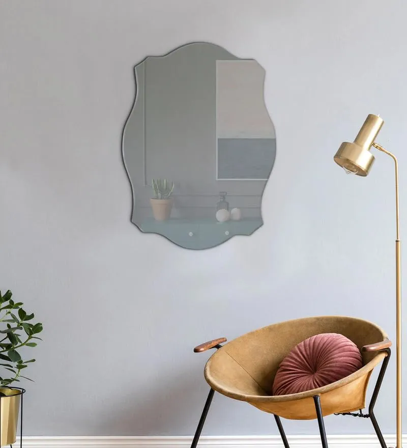 Venetian Design Extra Clear Abstract Rectangular Frameless Wall Mirror | 24 x 18 Inches | Mirror for Bathrooms