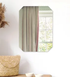 Venetian Design Extra Clear Octagonal Frameless Wall Mirror | 24 x 18 Inches | Mirror for Bathrooms