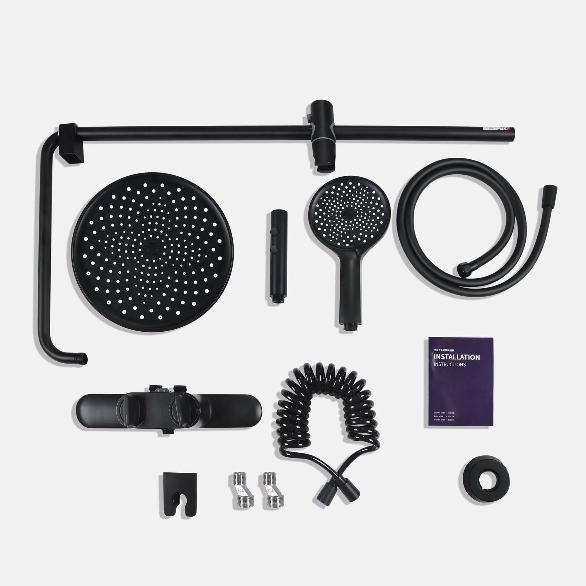 Wall Mount 4-Function Exposed Shower System with Bidet Sprayer and Tub Spout Including Valve