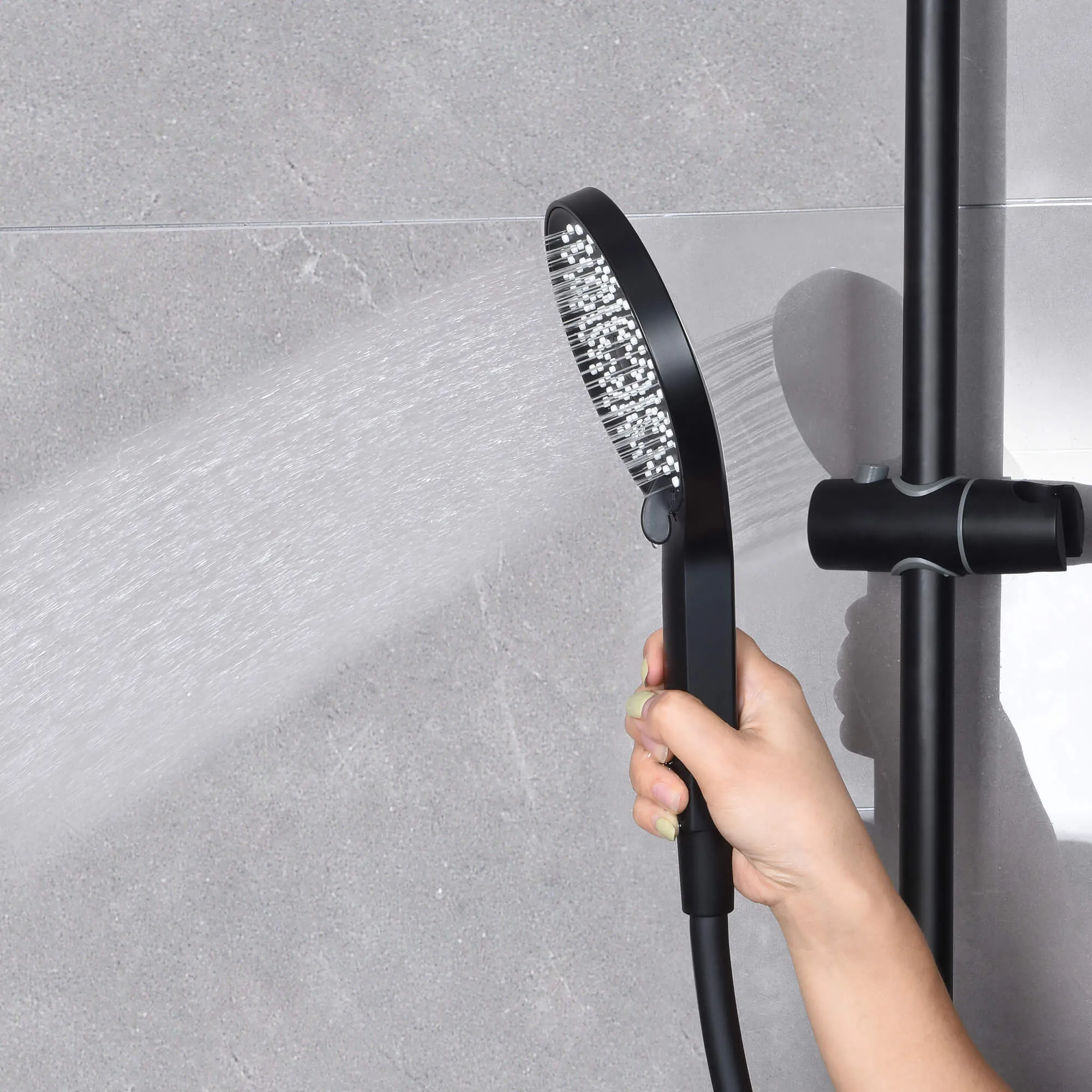 Wall Mount 4-Function Exposed Shower System with Bidet Sprayer and Tub Spout Including Valve