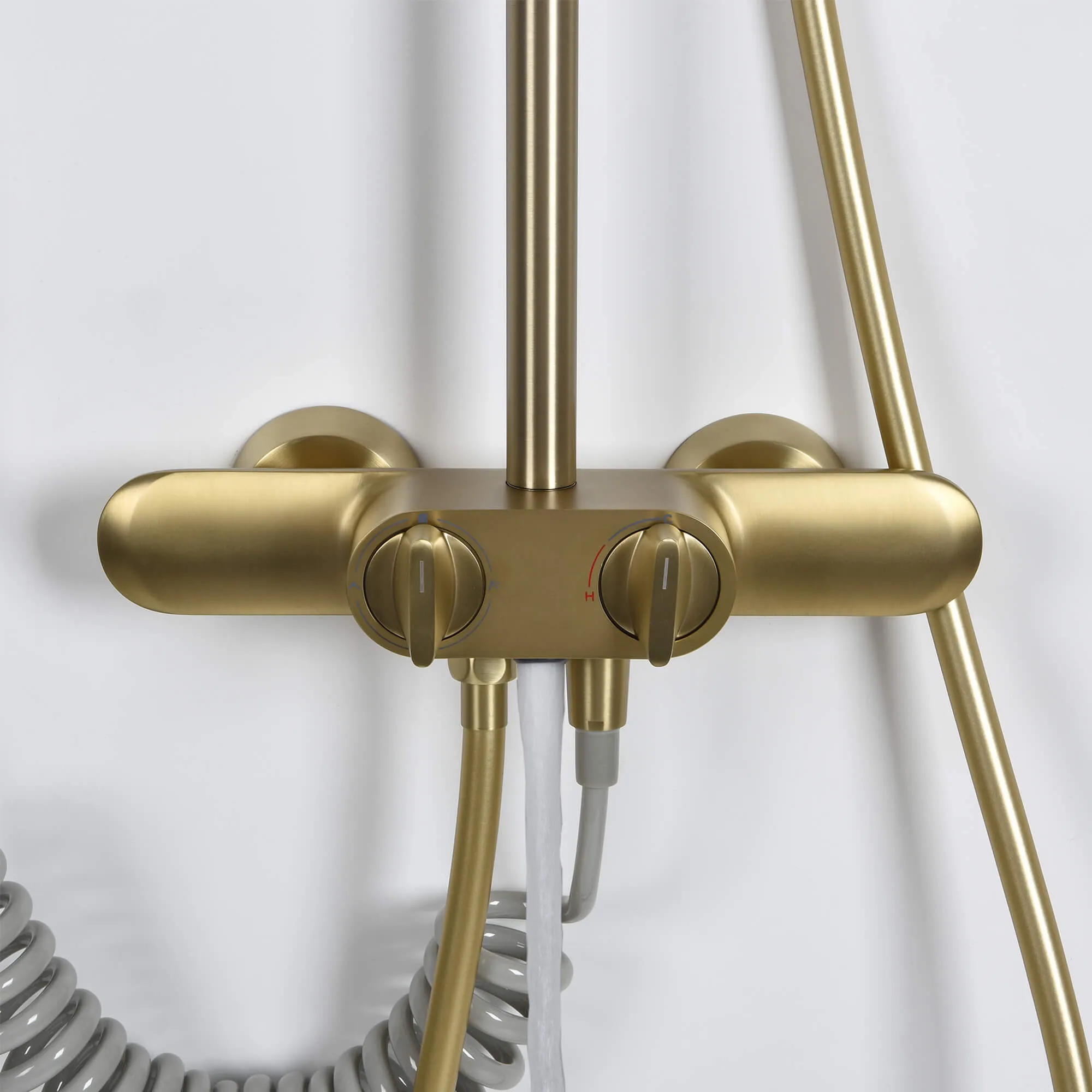 Wall Mount 4-Function Exposed Shower System with Bidet Sprayer and Tub Spout Including Valve