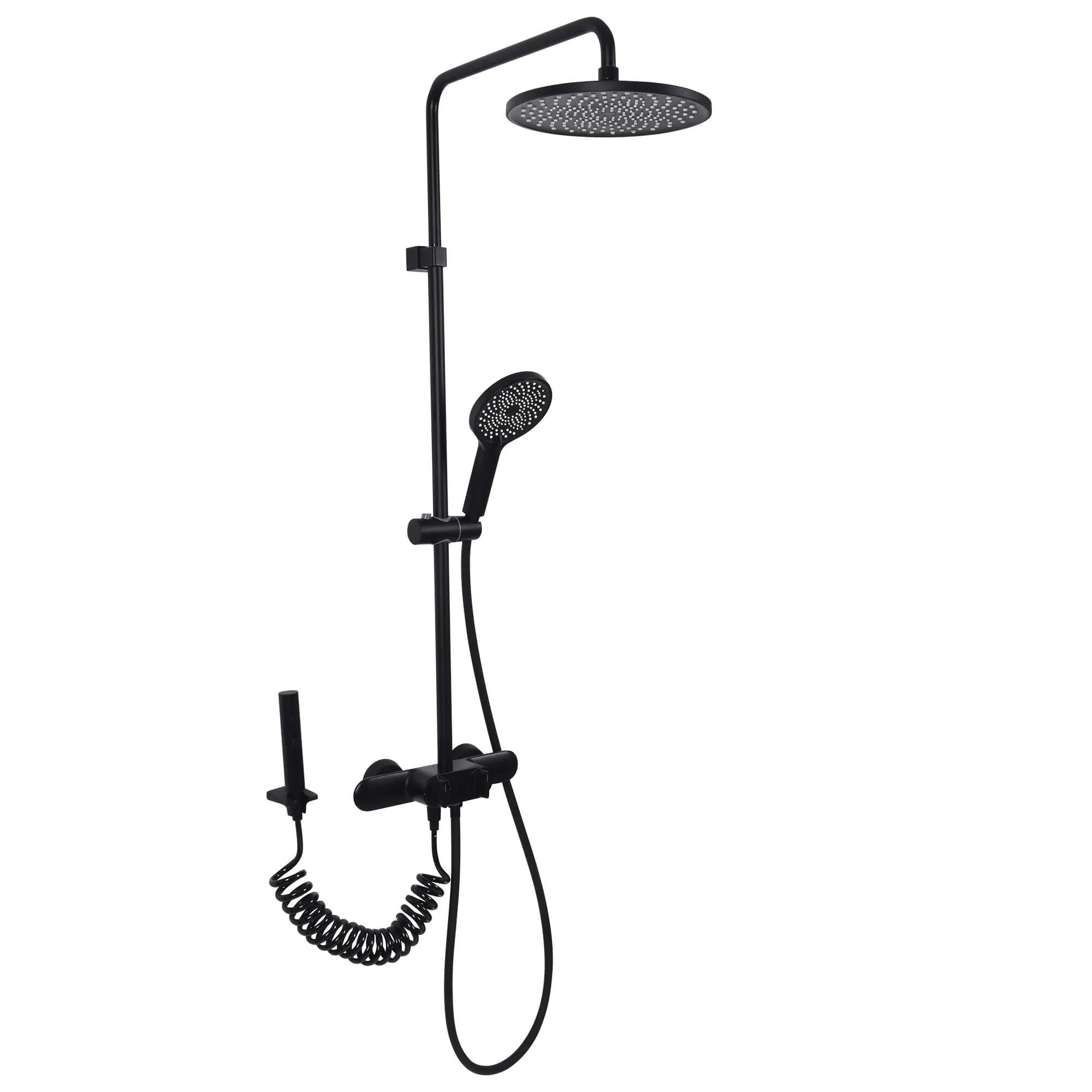 Wall Mount 4-Function Exposed Shower System with Bidet Sprayer and Tub Spout Including Valve