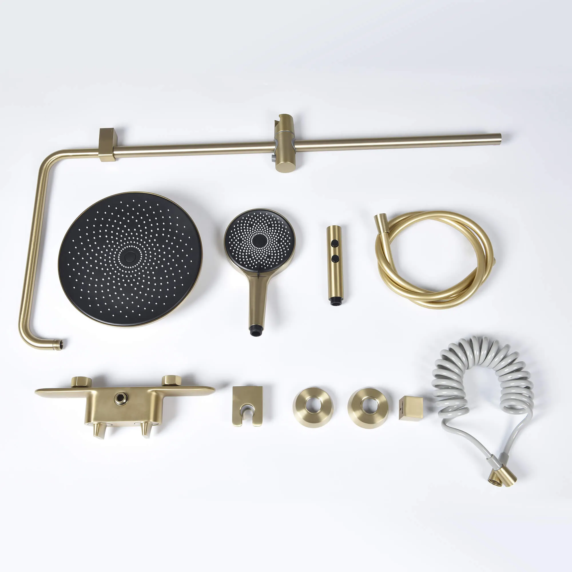 Wall Mount 4-Function Exposed Shower System with Bidet Sprayer and Tub Spout Including Valve