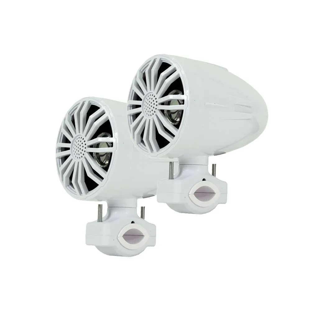 White 3.5" Waterproof Bluetooth Speakers for Powersports, Watercrafts, ATV Vehicles, Motorcycles, Golf Carts
