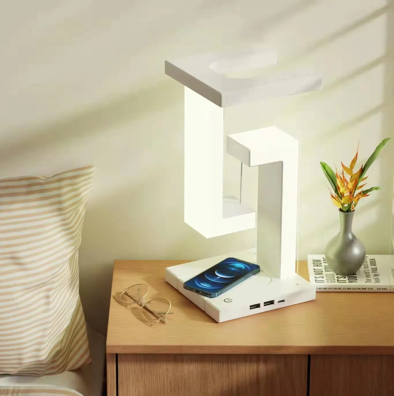 Wireless Charging Floating Table Lamp | Eye-Care LED Desk Light
